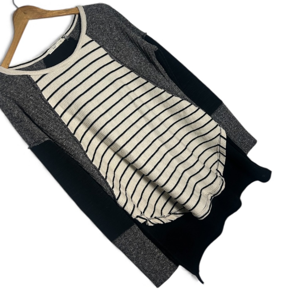 Hazel Lagenlook Hi/Low Cotton Blend Sweater Size M Multicolor